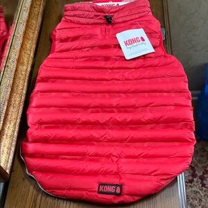 KONG Bright Red Puffer Pet Jacket. Size Large.